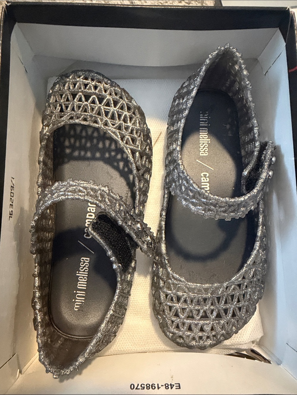 Mini Melissa Glitter Mary Jane Sandals in Silver
